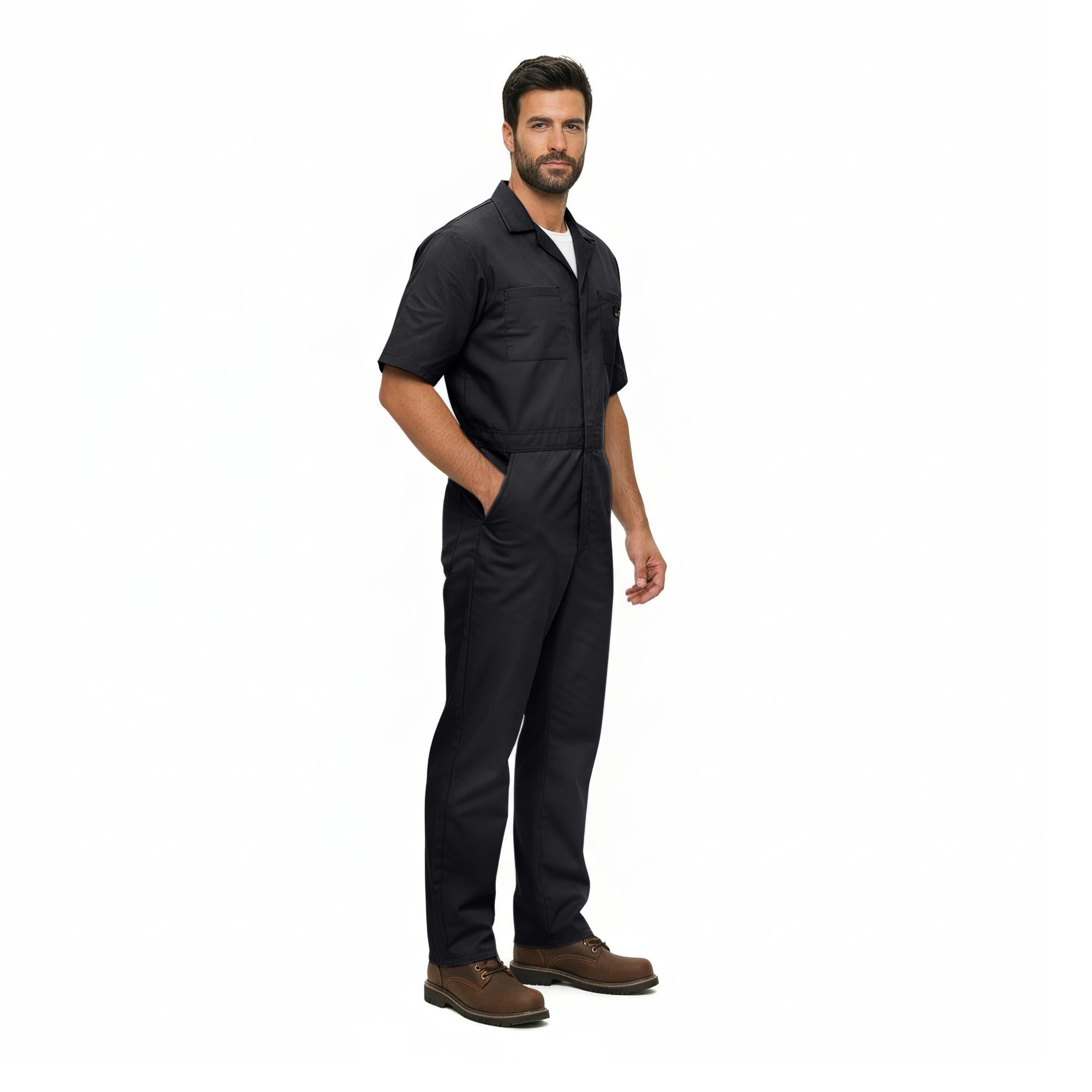 Natural Uniforms Mens Short Sleeve Zip Up Coverall, Stain and